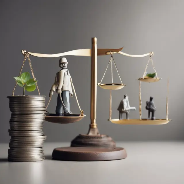 An institutional investor skillfully managing a scale with disbursements on one side and investment opportunities on the other to maintain financial balance
