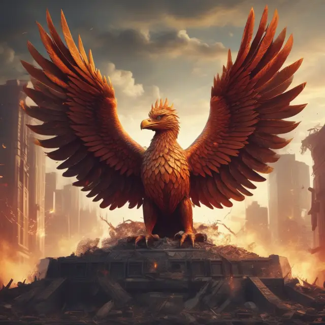 An image of a majestic phoenix rising from the ashes, representing the process of preparing and executing discontinued operations in business.
