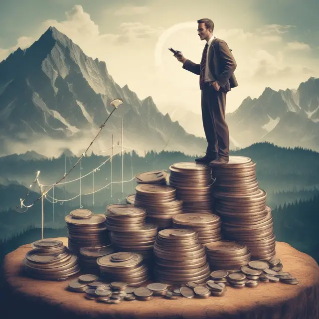 Investor evaluates investment decisions with a magnifying glass, balancing ROI from various securities, including those with discount yields