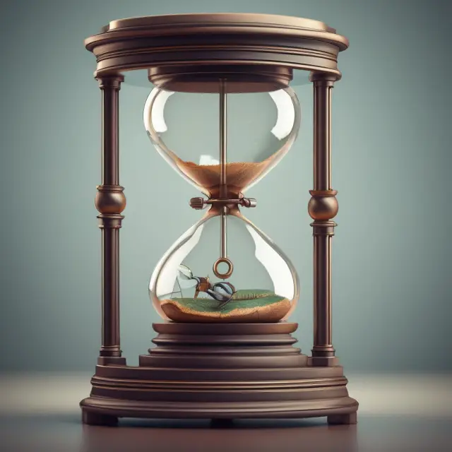 A time machine with a balance representing TVM concept and DPP calculation for project evaluation.
