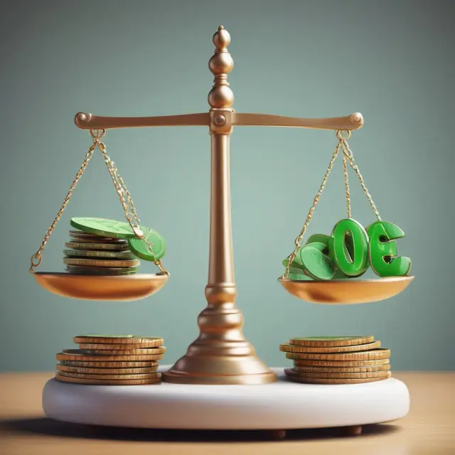 Image of a balance scale tilting towards coins, signifying financially sound investments and discounted payback periods.