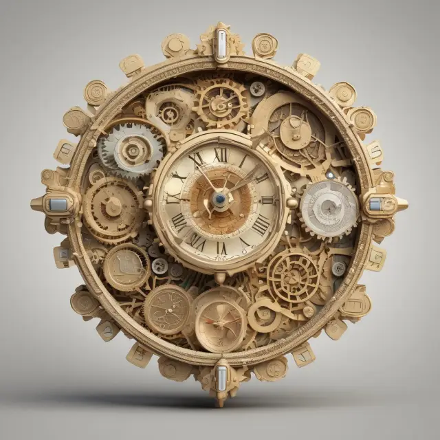 A golden clock featuring coin gears and dollar bill hands illustrating the concept of Discounted Payback Period (DPP)