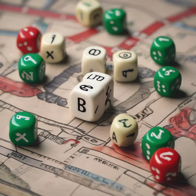 A game board with interest rate dice influencing the present worth of future dollar values through risk considerations