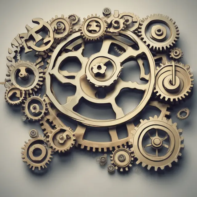 Gears symbolizing interest rates interconnecting to calculate the floating-rate security