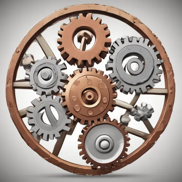 A balanced scene representing DCF analysis with a risk-free rate at its core, surrounded by gears symbolizing Cost of Equity and WACC.