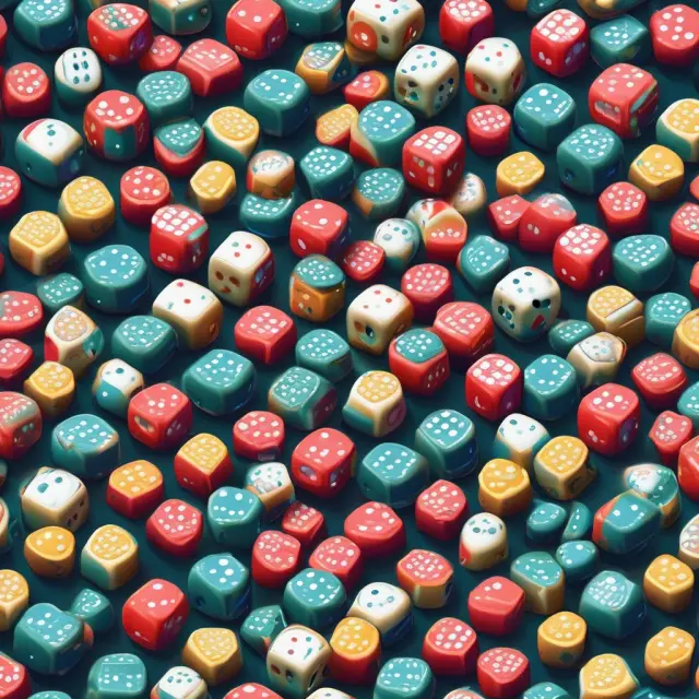 Monte Carlo simulation using dice representing discrete distributions falling into an outcome pool, demonstrating the methodology
