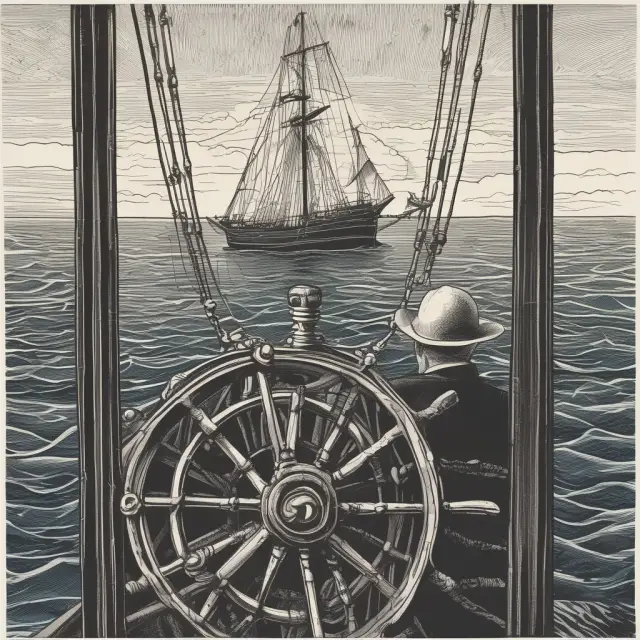 A skilled navigator sailing a ship through a tranquil sea filled with various investment opportunities