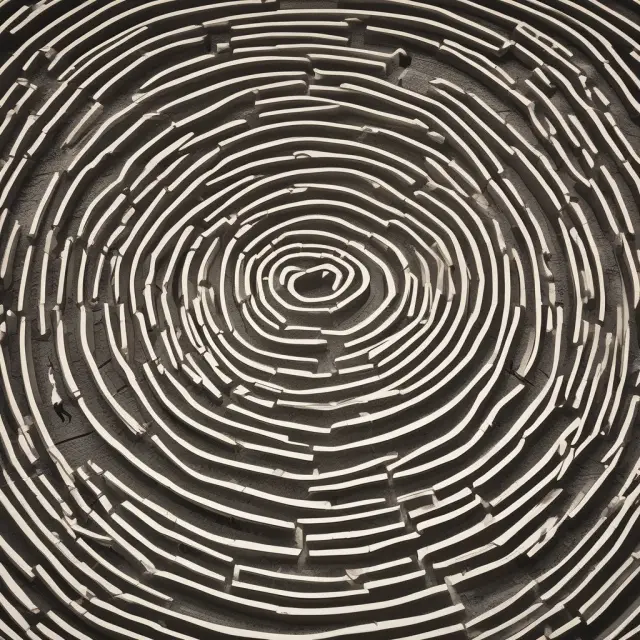 An investor wading through a maze, protected by a shield inscribed with 