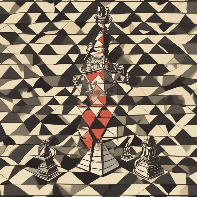 Triangle comparison of Discretionary Investment Management, Active Investing, Passive Investing, and Index Investing on a chessboard. Each strategy represented by a distinct color and symbol.
