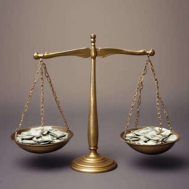Two scales, one balancing disposable income and another with discretionary income, symbolizing the difference between available funds for essentials and nonessentials