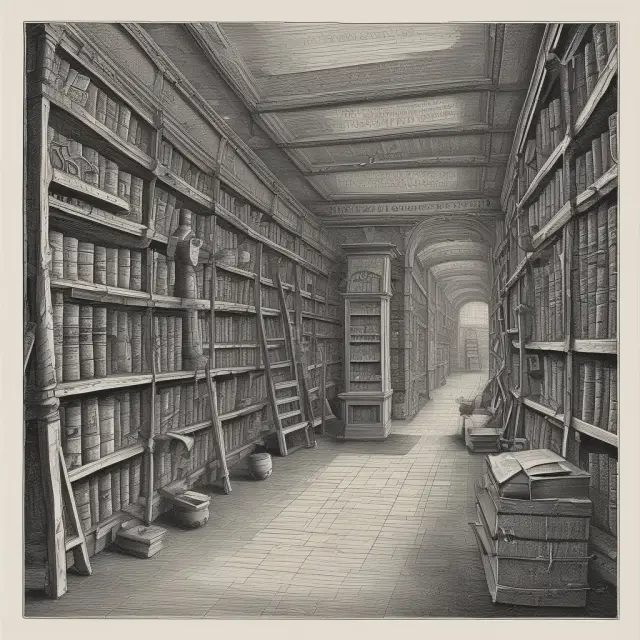 Ancient library scene featuring job seekers discovering hidden employment opportunities within the books