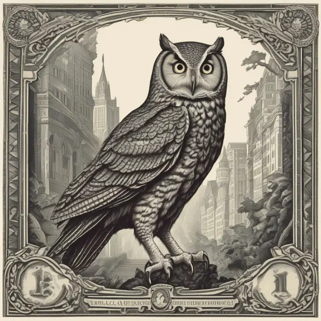 A wise owl representing central banks adjusts its feathers to manage monetary policy during economic contraction and productivity growth, illustrating the causes of disinflation
