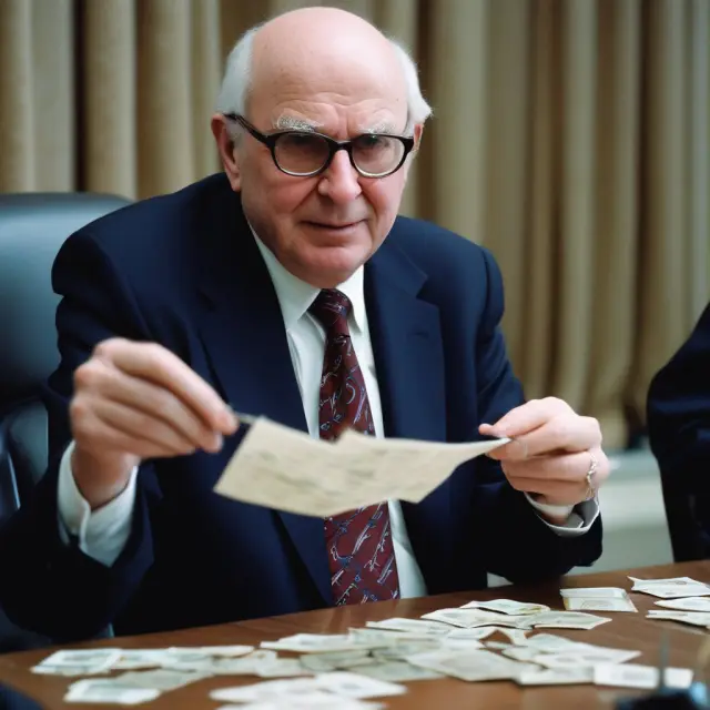 Paul Volcker, former Federal Reserve chair, masterfully applying monetary policies to combat disinflation in the late 70s. Illustrated as a gallant knight taming a wild stagflation beast.