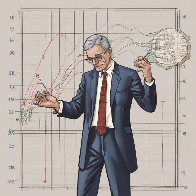 Central Bank Governor balancing an oversized pendulum representing the inflation rate between 