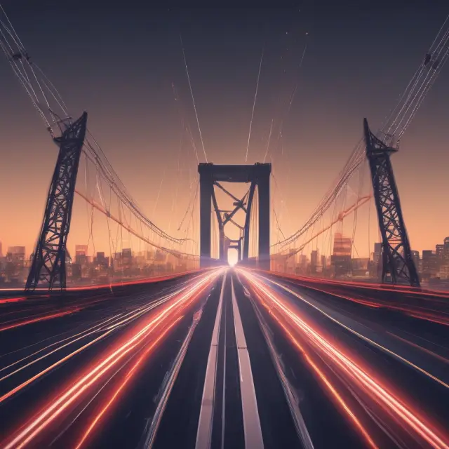 An image of a digital bridge with factories on one side and customers on the other, illustrating the role of the internet in connecting manufacturers and consumers directly.