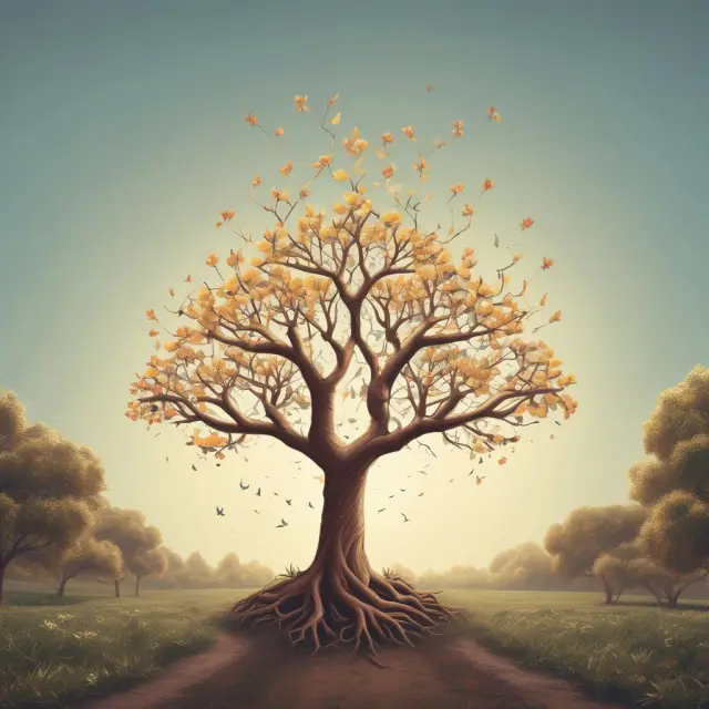 A tree branches out with one side thriving and the other struggling – representing commoditized product segments. Strategic disinvestment of underperforming divisions.
