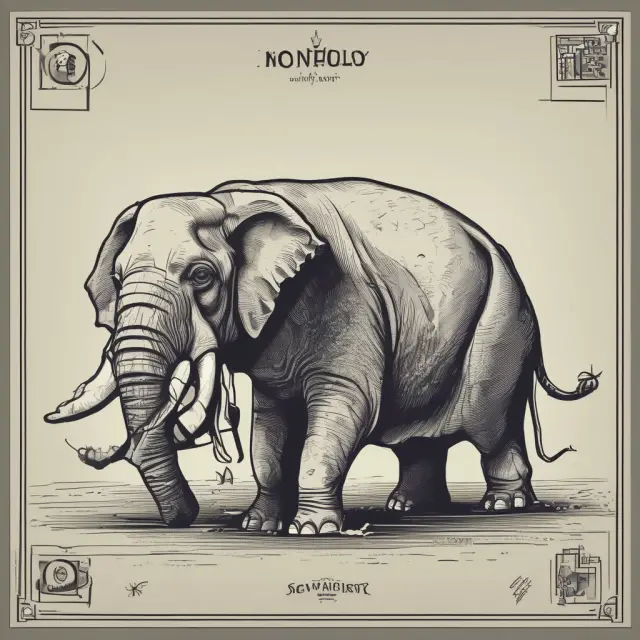 An elephant, representing a monopolistic company, sheds its unwanted assets for reinvestment.