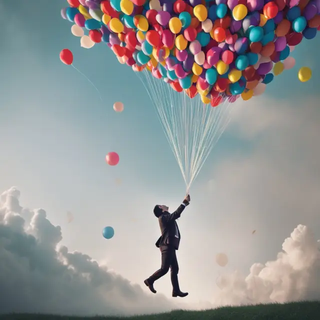 Investor releasing balloons representing underperforming assets for better financial returns