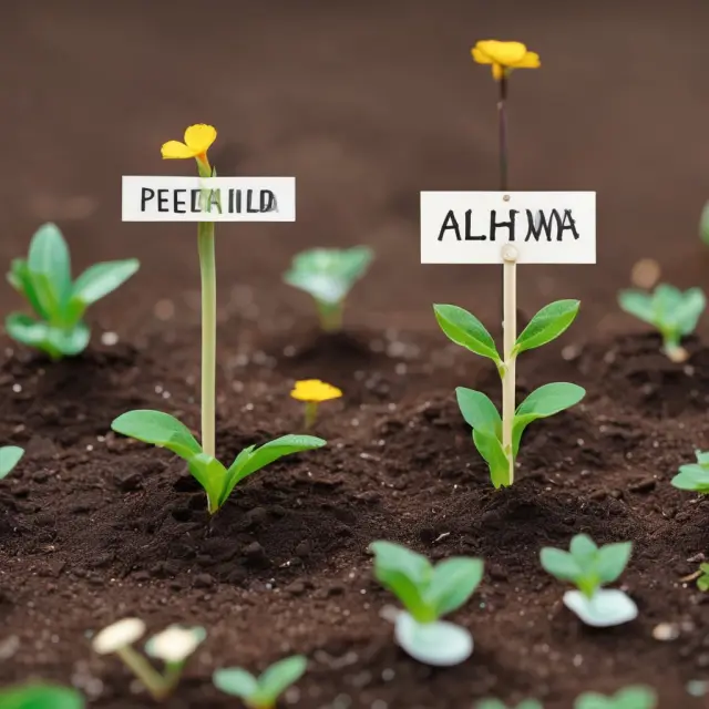 Two flowers (representing Alpha and Beta) in a garden, with positive and negative labels, symbolizing potential investment risks and rewards