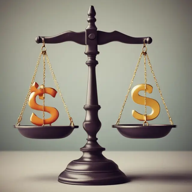 Image of a balance scale with gold coins (buys) and silver coins (sells), depicting the significance of dispositions in investing