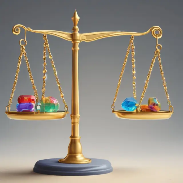 Golden scale weighing Trust and Estate tax savings, with exemption gems