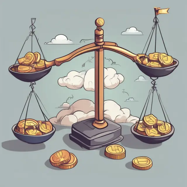 Scale weighing taxable income against long-term capital gains, short-term losses, and exemptions to determine distributable net income.