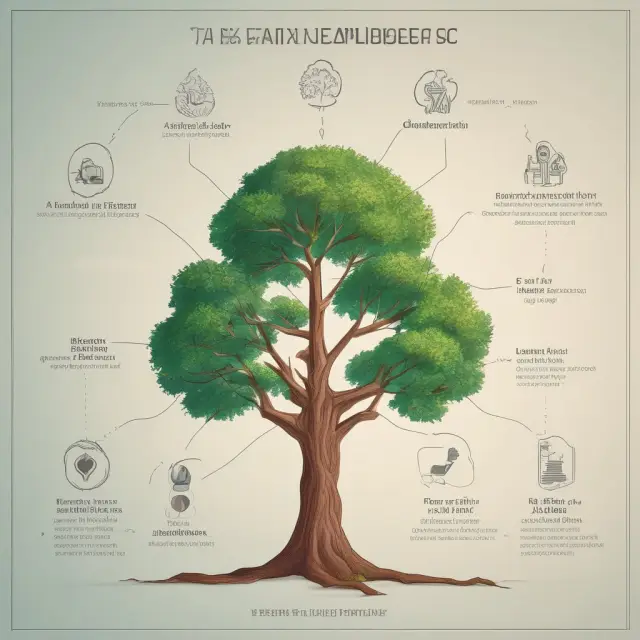 A tree growing through various stages, each representing significant developments in the evolution of distributed ledgers