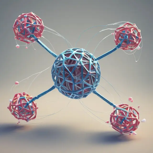 Atoms symbolizing distributed ledgers dance together to form a united, immutable blockchain