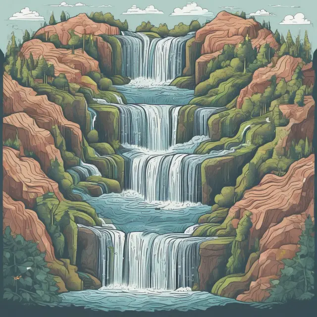 Visualization of a waterfall, symbolizing distribution layers in private equity and hedge funds (ROC, preferred returns, catch-up tranches, carried interest), ensuring fair allocation for investors.