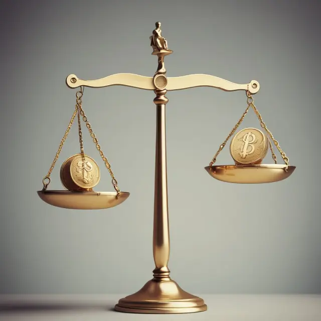 Golden scales tipping towards investors with preferred returns, balancing with carried interest for the fund manager