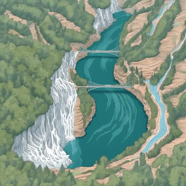 An image of two interconnected rivers, one labeled 