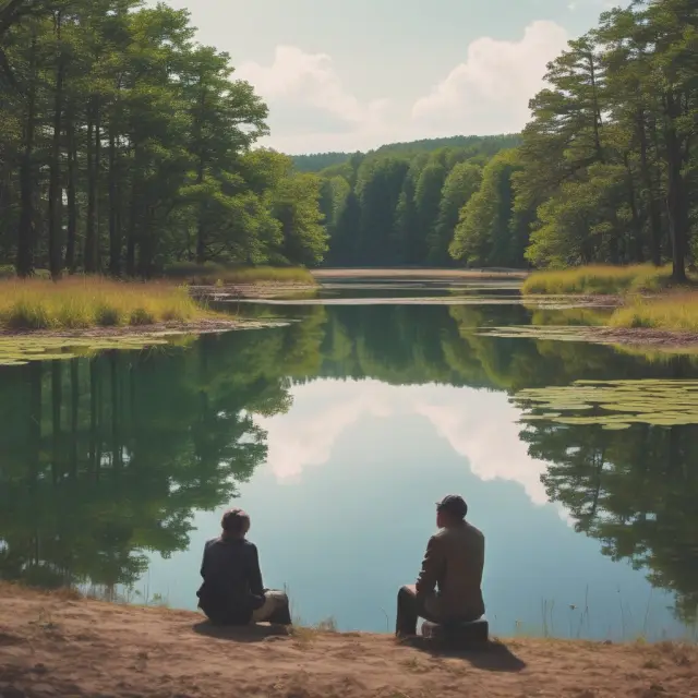 An investor contemplating investment options, with two interconnected pools representing distribution yields and SEC yield.