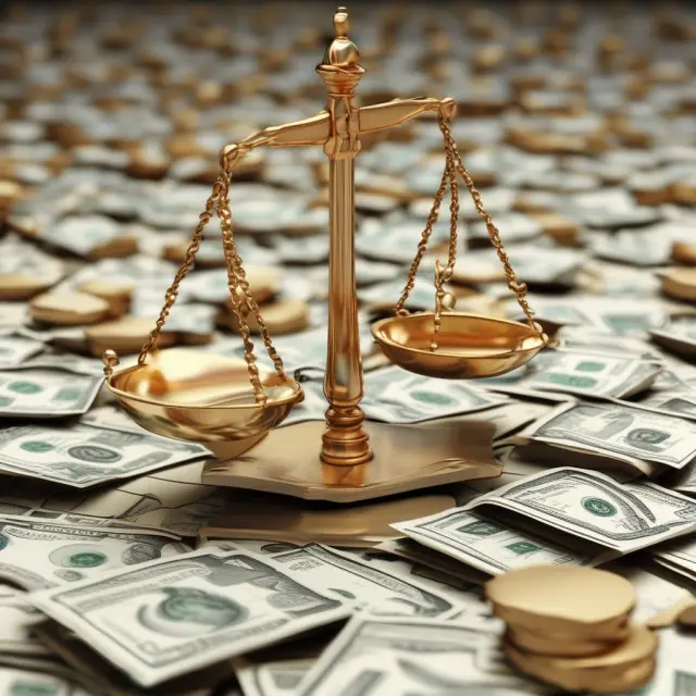 A pair of golden scales balancing cash flows against distribution yields to represent the assessment of investment potential.