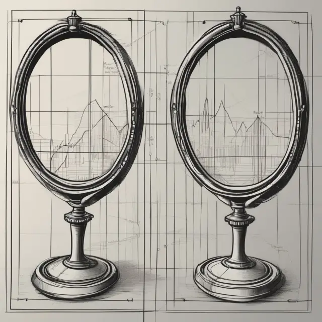 Two-sided mirror reflecting distribution yield (yearly income) and SEC yield (annualized after-expenses), demonstrating comprehensive investment analysis