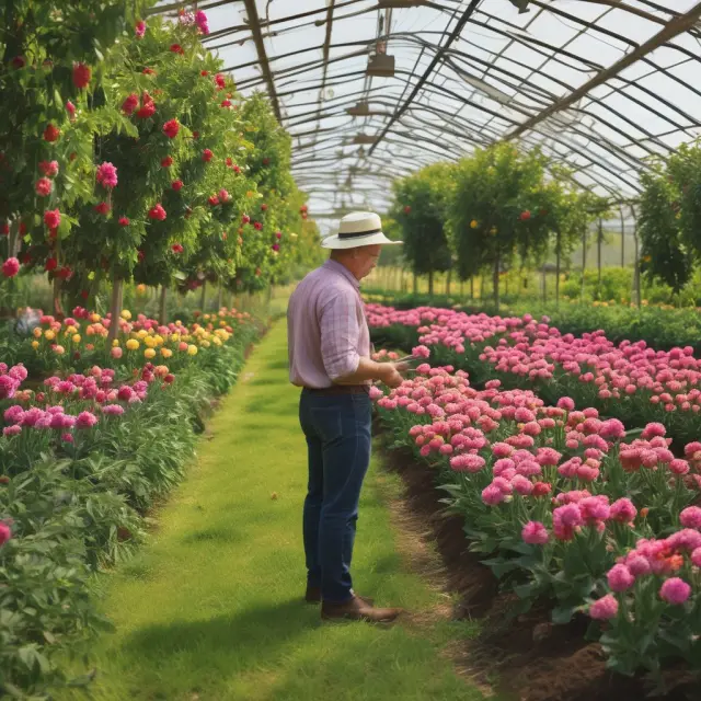 An investor carefully evaluating various yield distribution flowers in a lush garden, symbolizing effective portfolio management through informed decision-making based on accurate cash flow analysis