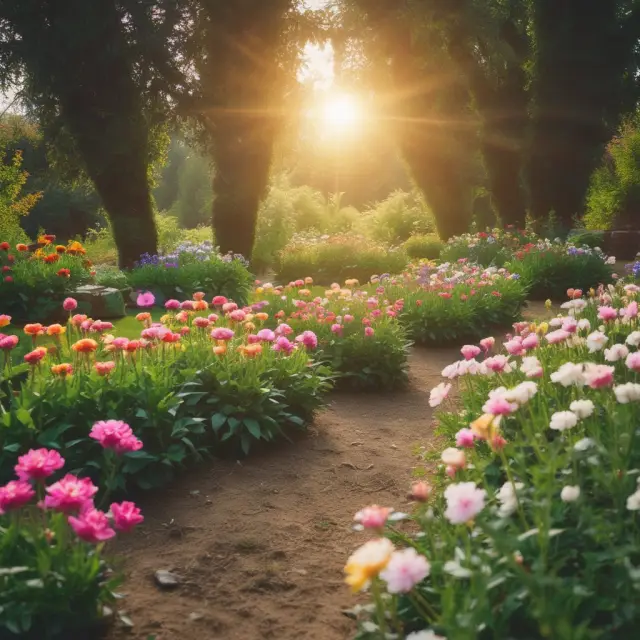 Garden of Yields: A vibrant image of diverse blooms representing distribution yields, symbolizing income from investment vehicles.