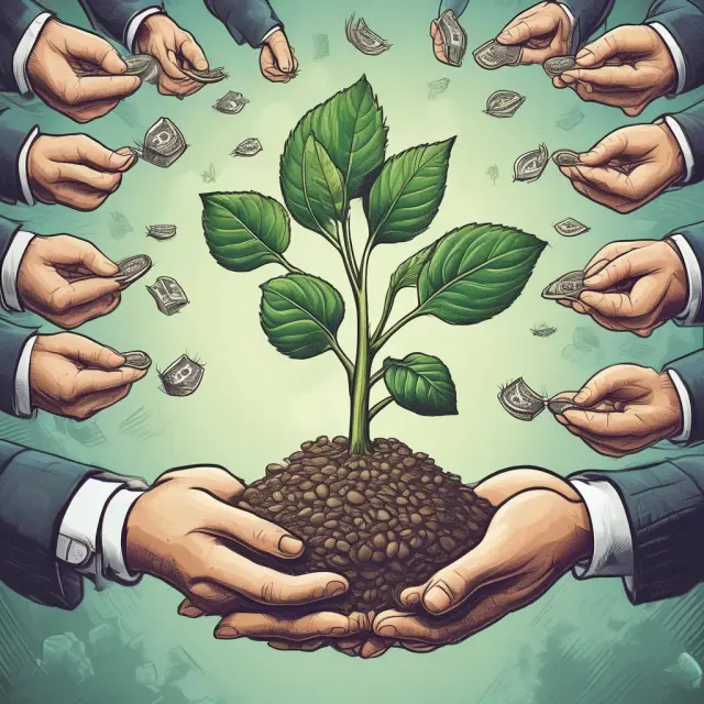 An investor distributing assets to another, representing growth through distributions-in-kind in finance