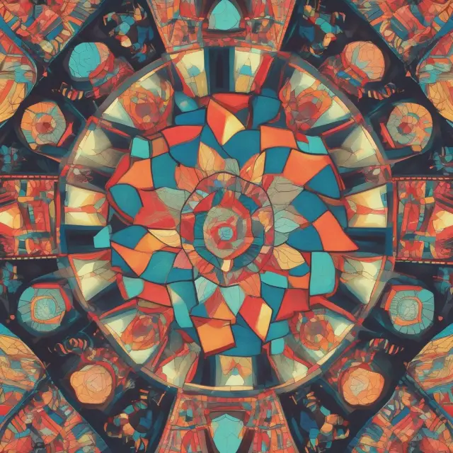 Colorful kaleidoscope with various sectors (asset allocation, sector rotation, etc.) rotating, representing diversification strategies
