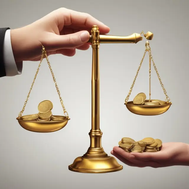 Golden scales weighing assets, symbolizing the careful process of preparing for a successful divestiture.
