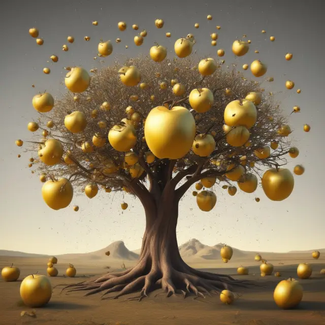 Golden apples falling from a robust tree symbolizing consistent DPS growth