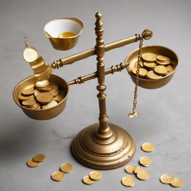 Golden weighing scales holding regular and special dividend checks representing the calculation of Dividend Per Share.