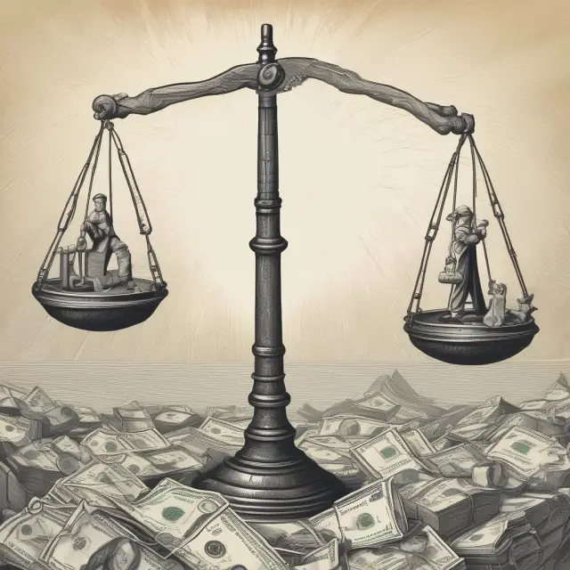 A balanced scale with debt servicing costs, CAPEX investments, and dividend payments depicted as weights