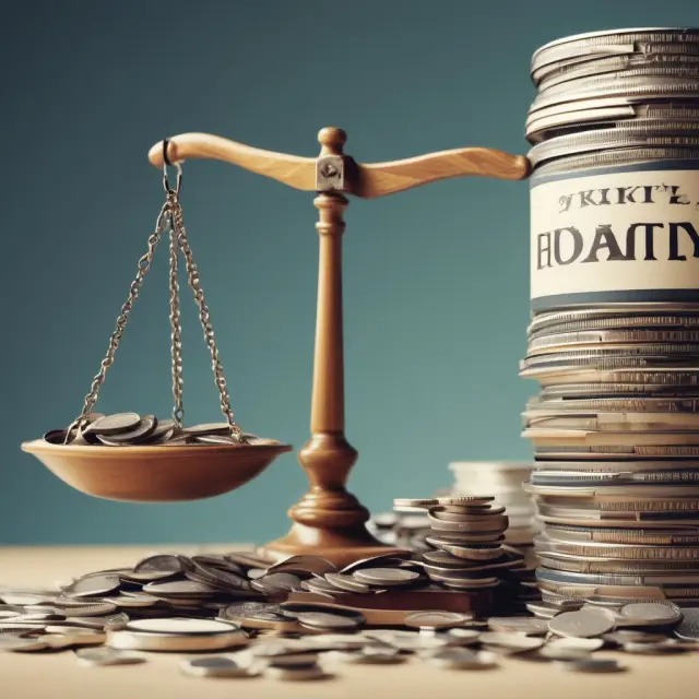 Image: Scales balancing dividend payout ratio, representing earnings distributed to shareholders vs. retained for growth.