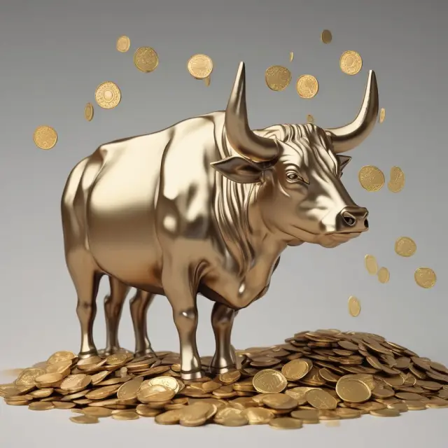 A bull figure representing Dover Corporation distributes golden coins to private equity investors, illustrating the financial strategy of dividend recapitalization