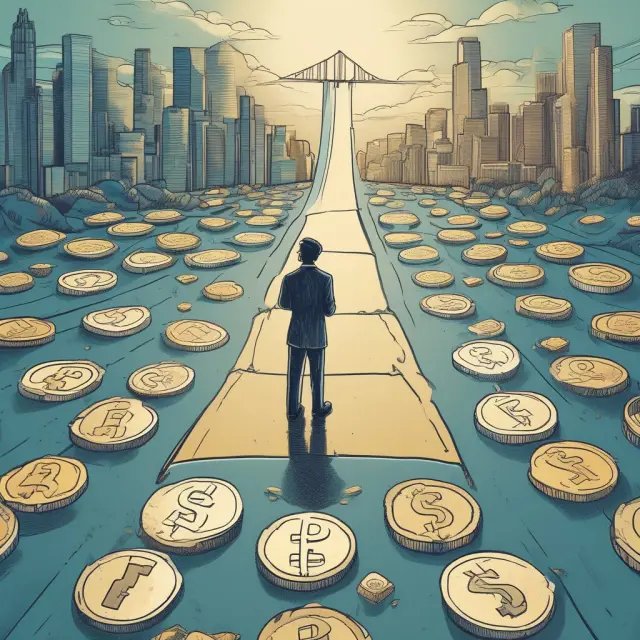 A man in business attire weighs the decision between collecting gold coins as cash dividends or using blueprints to build more shares through a DRIP.