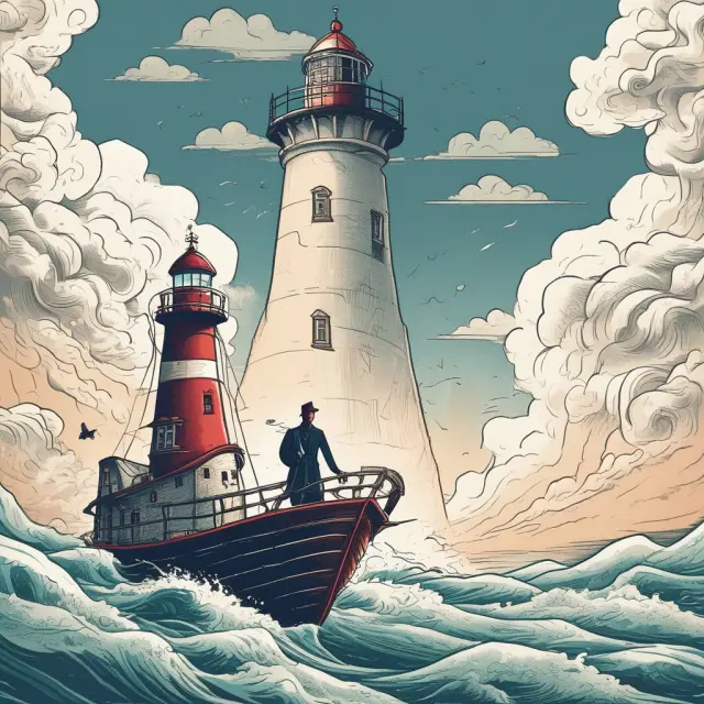 An investor navigating paperwork in a metaphorical sea, holding enrollment forms towards a DRIP lighthouse representing benefits