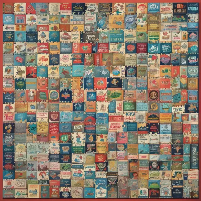 A jigsaw puzzle depicting the Dow Jones Industrial Average with various interlocking pieces representing different economic sectors, emphasizing portfolio diversification benefits