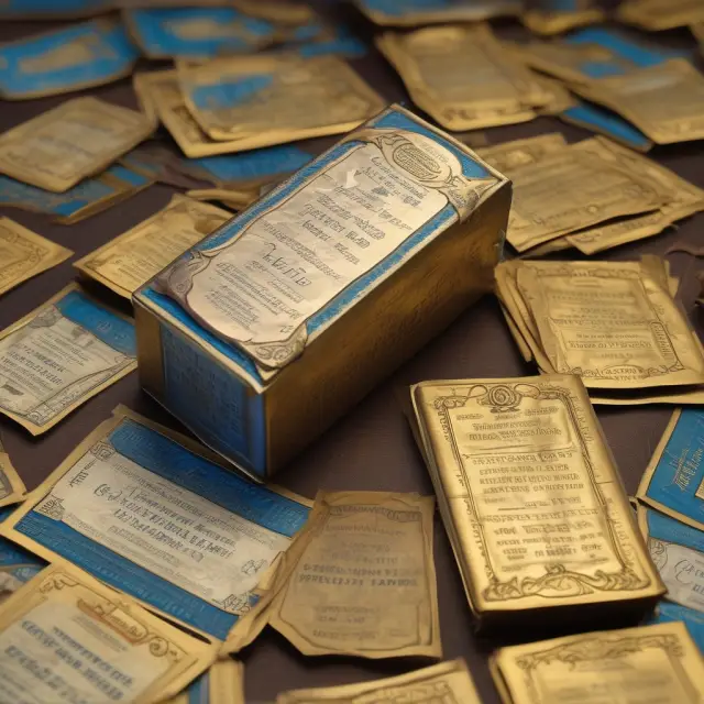 Golden tickets symbolizing thirty component companies in the Dow Jones Industrial Average.