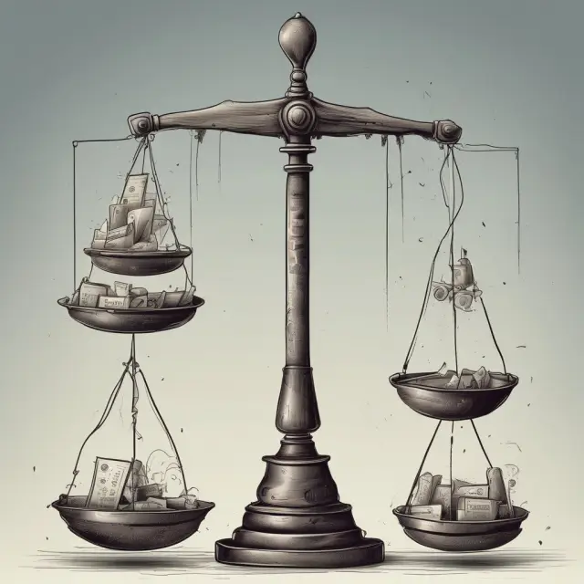 Visualization of Discounts for Lack of Marketability in a scenario where closely held shares are metaphorically represented by scales, with market forces gently pulling apart the disparate assets