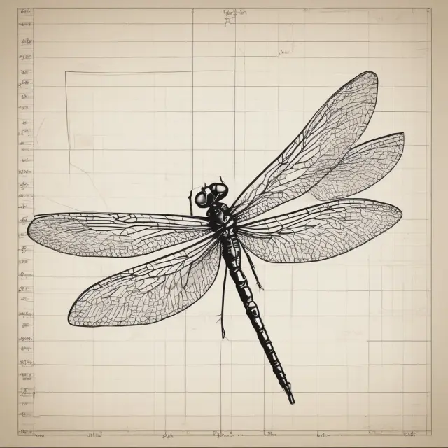 Metaphorical image of a dragonfly doji on a financial chart, displaying long upper and lower wings (shadows) representing indecisive market pressures.